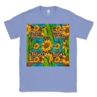 Colony Blue sunflower and cactus seamless pattern Classic Tee - BundleAndBundleShop