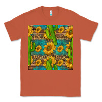 Copper sunflower and cactus seamless pattern Classic Tee - BundleAndBundleShop