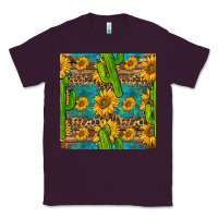Plum sunflower and cactus seamless pattern Classic Tee - BundleAndBundleShop