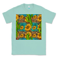 Seafoam sunflower and cactus seamless pattern Classic Tee - BundleAndBundleShop