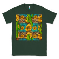 Sports Green sunflower and cactus seamless pattern Classic Tee - BundleAndBundleShop