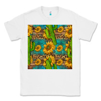 White sunflower and cactus seamless pattern Classic Tee - BundleAndBundleShop