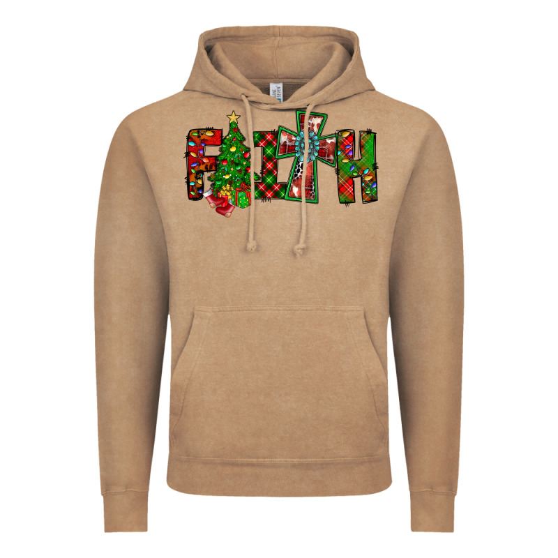 Christmas Faith With Cross Vintage Hoodie by CowhideDigitalArt | Teevron