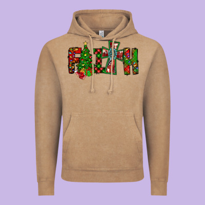 Christmas Faith With Cross Vintage Hoodie Designed By Cowhidedigitalart
