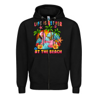 Black life is better at the beach Zipper Hoodie - MaliasSmallBusiness