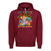 Burgundy life is better at the beach Zipper Hoodie - MaliasSmallBusiness