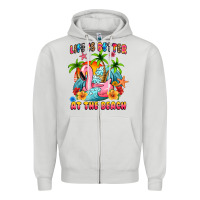 Dove Grey life is better at the beach Zipper Hoodie - MaliasSmallBusiness