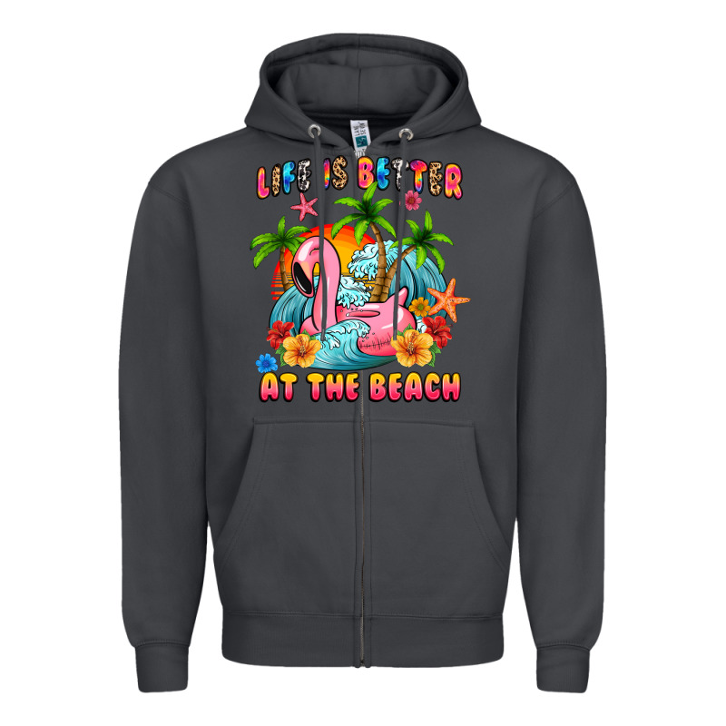 Life Is Better At The Beach Zipper Hoodie by MaliasSmallBusiness | Teevron