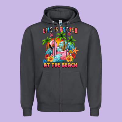 Life Is Better At The Beach Zipper Hoodie Designed By Maliassmallbusiness