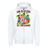 White life is better at the beach Zipper Hoodie - MaliasSmallBusiness
