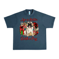 Midnight Navy Christmas life is better with a pug Urban Heavy Tee - JahusDesignShop