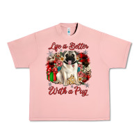 Salmon Christmas life is better with a pug Urban Heavy Tee - JahusDesignShop