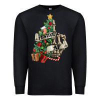 Black Festive af Christmas middle finger Premium Sweatshirt - NancyCooperArtShop