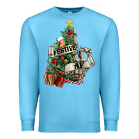 Ocean Blue Festive af Christmas middle finger Premium Sweatshirt - NancyCooperArtShop