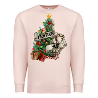 Pale Pink Festive af Christmas middle finger Premium Sweatshirt - NancyCooperArtShop