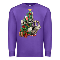 Purple Festive af Christmas middle finger Premium Sweatshirt - NancyCooperArtShop