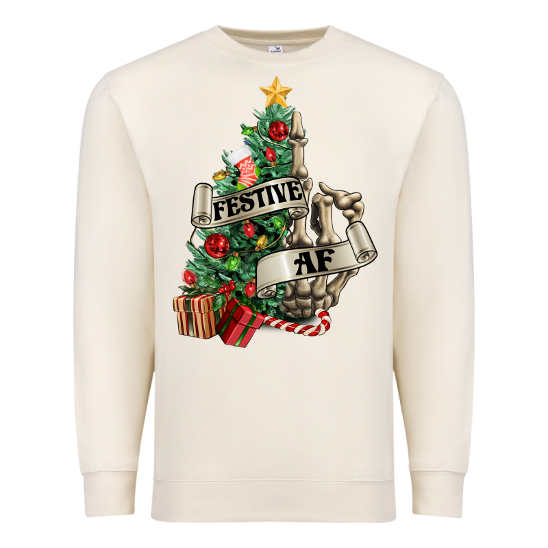 Festive Af Christmas Middle Finger Premium Sweatshirt by NancyCooperArtShop | Teevron
