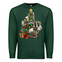 Sports Green Festive af Christmas middle finger Premium Sweatshirt - NancyCooperArtShop