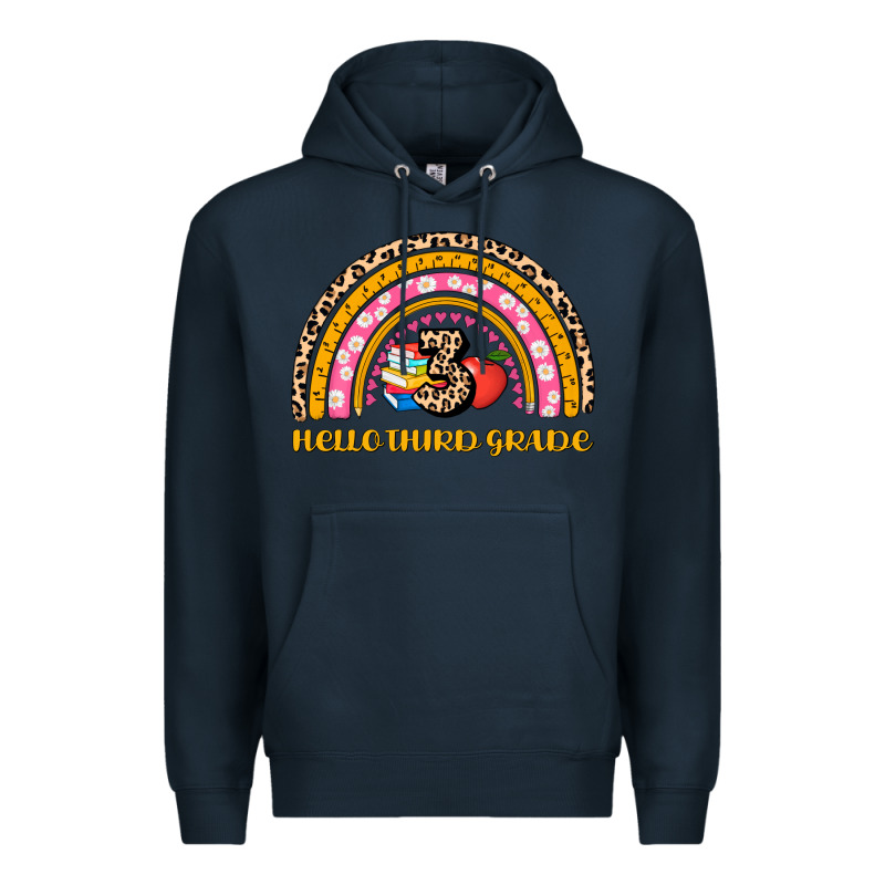 Back To School Rainbow Hello Third Grade Premium Hoodie by AdoDesignShop | Teevron