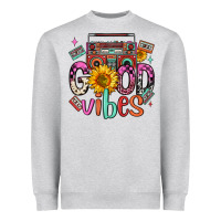 Heather Grey good vibes cassette boombox Heavyweight Sweatshirt - FaDigitalArtStudio