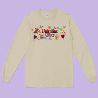 Love Vibes And Valentines Long Sleeve Tee Designed By Adodesignshop