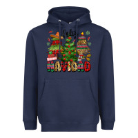 Navy feliz navidad Heavyweight Hoodie - MaliasSmallBusiness