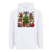 White feliz navidad Heavyweight Hoodie - MaliasSmallBusiness