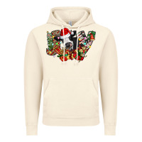 Vintage Artic Christmas Joy Cow Vintage Hoodie - CowhideDigitalArt