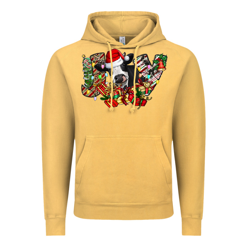 Christmas Joy Cow Vintage Hoodie by CowhideDigitalArt | Teevron