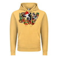 Vintage Mustard Christmas Joy Cow Vintage Hoodie - CowhideDigitalArt