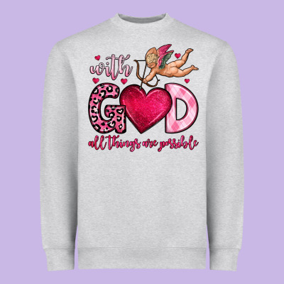 With God All Things Are Possible Heavyweight Sweatshirt Designed By Oliviacreatesart