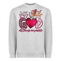 Heather Grey with god all things are possible Heavyweight Sweatshirt - OliviaCreatesArt