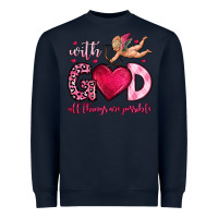 Navy with god all things are possible Heavyweight Sweatshirt - OliviaCreatesArt