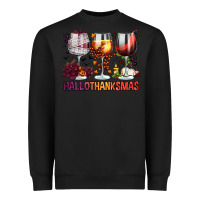 Black hallothanksmas halloween thanksgiving  christmas wine Heavyweight Sweatshirt - FaDigitalArtStudio