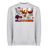 Heather Grey hallothanksmas halloween thanksgiving  christmas wine Heavyweight Sweatshirt - FaDigitalArtStudio