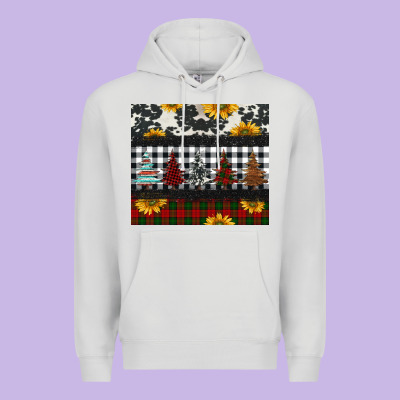 Christmas Trees And Sunflowers Premium Hoodie Designed By Jasminsmagicworld