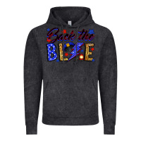 Vintage Black Back the blue with lightning bolt Vintage Hoodie - Neo Western