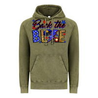 Vintage Olive Back the blue with lightning bolt Vintage Hoodie - Neo Western