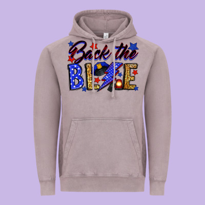 Back The Blue With Lightning Bolt Vintage Hoodie Designed By Neo Western