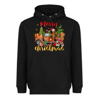 Black merry christmas gingerbread truck Heavyweight Hoodie - MaliasSmallBusiness