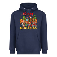 Navy merry christmas gingerbread truck Heavyweight Hoodie - MaliasSmallBusiness