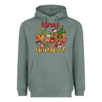Sage merry christmas gingerbread truck Heavyweight Hoodie - MaliasSmallBusiness