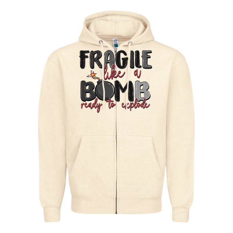 Fragile Like A Bomb Ready To Explode Zipper Hoodie by MaliasSmallBusiness | Teevron
