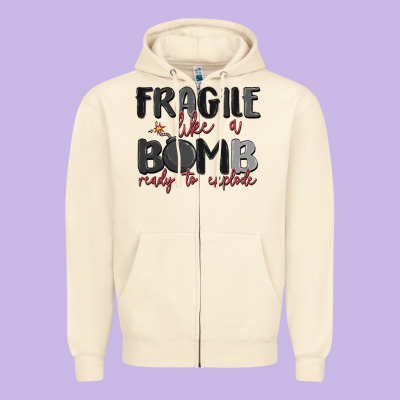 Fragile Like A Bomb Ready To Explode Zipper Hoodie Designed By Maliassmallbusiness