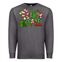 Charcoal Heather Candy Cane Crew Premium Sweatshirt - MaliasSmallBusiness
