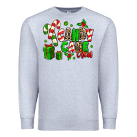 Heather Grey Candy Cane Crew Premium Sweatshirt - MaliasSmallBusiness