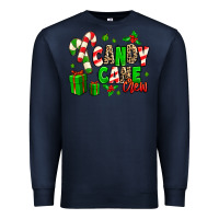 Navy Candy Cane Crew Premium Sweatshirt - MaliasSmallBusiness