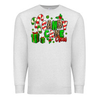 Oatmeal Heather Candy Cane Crew Premium Sweatshirt - MaliasSmallBusiness