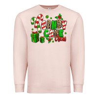Pale Pink Candy Cane Crew Premium Sweatshirt - MaliasSmallBusiness