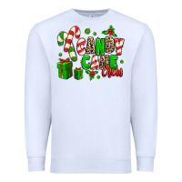 White Candy Cane Crew Premium Sweatshirt - MaliasSmallBusiness
